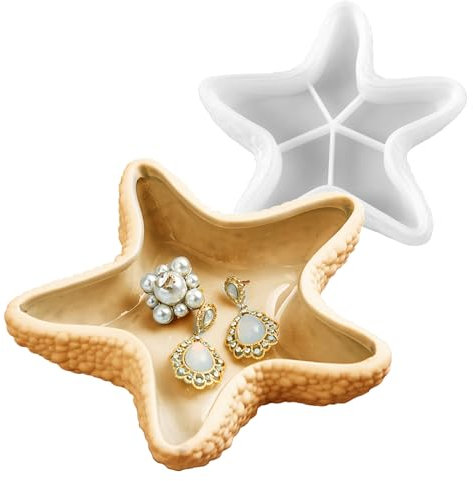 Wehous Stampo in silicone a forma di stella marina, supporto per candele, gioielli, stampo in silicone per resina epossidica, vassoio per esporre gingilli, contenitori per resina, cemento, cemento,