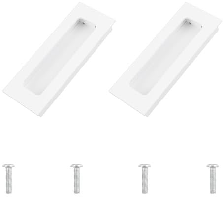 MOROBOR 2 Pack Recessed Finger Flush Pulls, Warm White Rectangular Aluminium Sliding Closet Door Handles for Sliding Door, Cupboard, Drawer, Cabinet