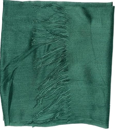 Needs & Wants® Ladies Light Weight Plain Solid Colors Fringe Detail Viscose Polyester Faux Pashmina Scarves (Bottle Green)