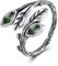 POPLYKE Leaf Moss Agate Ring Sterling Silver Boho Adjustable Open Ring Green Gemstone Spoon Ring Vintage Thumb Rings for Women