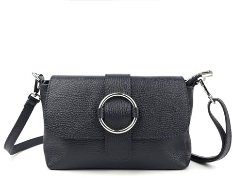 ITALYSHOP24 MADE in ITALY Damen LEDER TASCHE Umhängetasche Cross Over Body Messenger Bag Echtleder Ledertasche Schultertasche Brusttasche Hüfttasche Gürteltasche Clutch Abendtasche