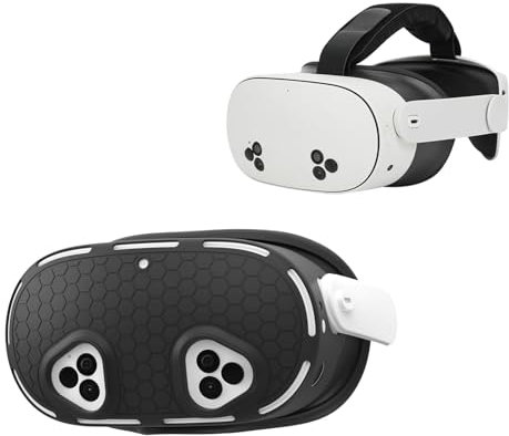 VR Headset Shell Schutzhülle für Meta Quest 3S,Silikon VR Shell Front Face Protector Abdeckung Kompatibel mit Meta Quest 3S Schockproof & Dauerhafter umfassender Schutz für VR (schwarz-Q3S)