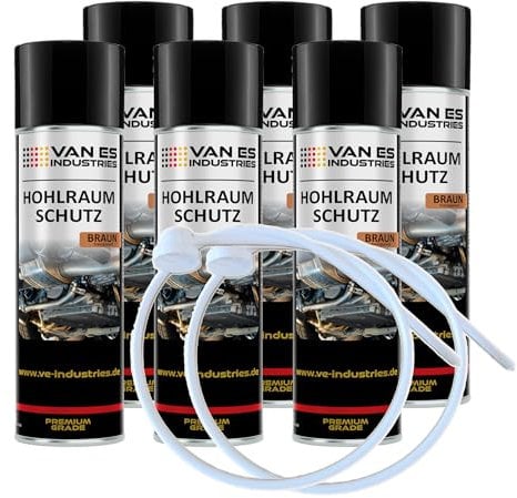 VE-INDUSTRIES 6X Hohlraumschutz braun Hohlraumversiegelung Spray 500ml Wachs + 60cm Sonde