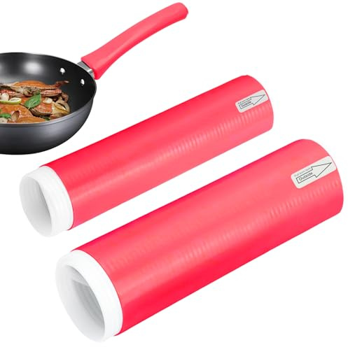 elook 2PCS Hot Handler Holder, Silicone Handler Cover (Red) | Non-Slip Potholder Heat Resistant Pot Handle Sleeve Cookware Handles, 2 Size Pan Protectors for All Pans, Cast Iron, Griddles