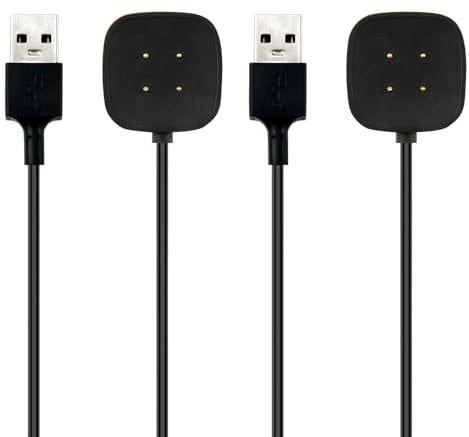 GCNWW 2-Pack Charging Cable for Fitbit Versa 3 / Versa 4 / Sense 2 / Sense - 100 cm / 3.3 ft Magnetic USB Dock Charger Cable for Fitbit Smartwatch