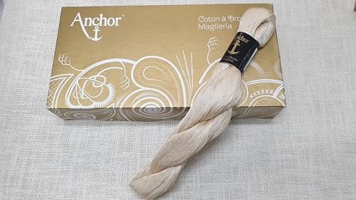 AMANTE NSF - Anchor Filato da Ricamo in Cotone, Coton à Broder Maglieria, 50g, Spessore n° 20-25-30, Bianco ed Ecru (Ecru 387, 25)