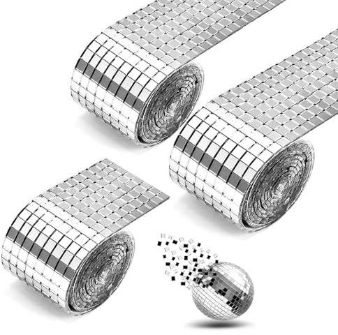 4800 Stück Spiegel Mosaik Fliesen Disco Kugel, Mini Mosaik Spiegelfliesen, 5x5mm Mosaikfliesen Quadratische Selbst Adhesive Mosaic Glas für Diy Küche, Badezimmer, Ktv (Silbrig)