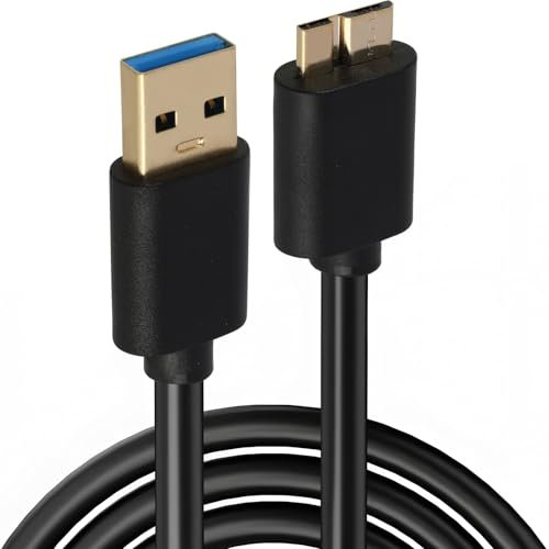 Riybyds 1M Cavo USB 3.0 Micro B, Cavo Hard Disk Esterno, Trasferimento Dati e Ricarica ad Alta Velocità, Applicabile Galaxy S5, Note 3, Note Pro 12.2 ecc, Dischi Rigidi Esterni e Altri Dispositivi