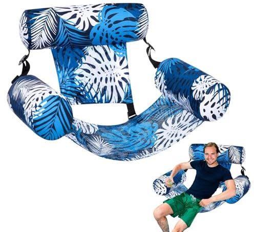 Aufblasbare Liege für Pool, Schwimmkörper für Erwachsene | schwimmende Hängematte, Pflanzenmotiv, für Pool, Meer, See, Fluss, Urlaub, Camping, Picknick, , Familie
