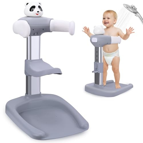 Soporte de baño y ducha para bebé - 6 Meses a 48 Años - Estante de ducha regulable en altura con Base Antideslizante y Asientos, Soporte Bebe Bañera para Niños Pequeños