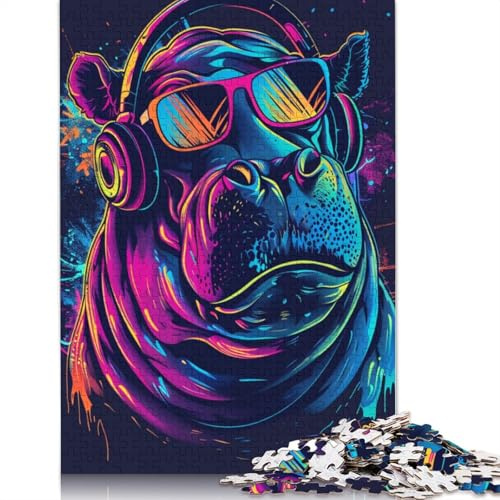 Hippo Puzzle mit Kopfhörern, 1000 Teile, Puzzle, rechteckig, aus Holz, Stressabbau, Herausforderung, 1000 Teile (75 x 50 cm)