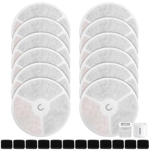 12 PCS Filter Unit 3.0 Cat Water Fountain Filters Compatible with Petkit Eversweet Solo SE/Solo 2/3 Pro / 3 / 2s, Including Replacement Filters and Replaced Foam Pump Filter