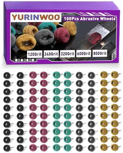 100 Stück 25mm Schleifscheibe-Polierschleifscheibe Kompatibel mit Dremel, 120/240/320/600/800 Körnung Polieraufsatz mit 1/8(3mm) Schaft für Metall Rost Holz Glas Uhren Messing, Aufbewahrungsbox