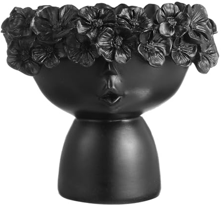 WRITWAA Keramischer Blumentopf Kopf Design Dekorativer Blumentopf Für Sukkulenten Pflanztopf Für Innen- Und Außenbereich Für Büro Balkon- Und Hausdeko 15.00 X 14.00 X 14.00 cm 1 Stück