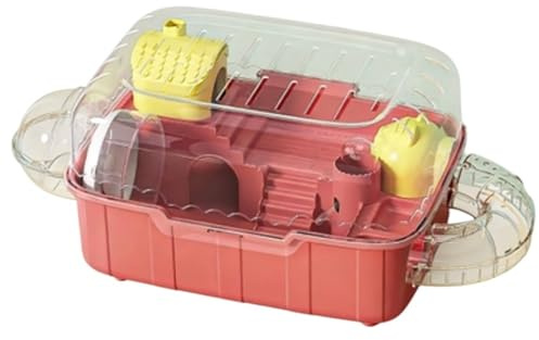 oI3tU6y Kleintierkäfig Große Villa mit transparentem, doppellagigem Raum-Hamsterkäfig(Red)