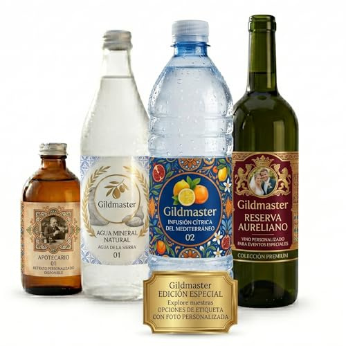 Etiquetas Botellas de Agua Personalizadas con Foto y Texto, Pegatinas Impermeables para Bodas, Comuniones y Fiestas, Vinilo Autoadhesivo