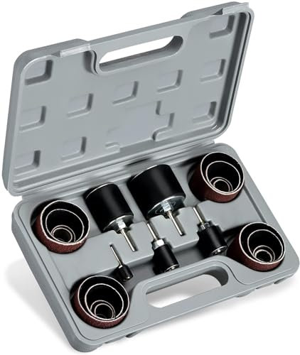hiltex 10342 - Set di 26 manicotti abrasivi assortiti e 5 tamburi in gomma, 1/2, 3/4, 1, 1-1/2 e 2 pollici, lavorazione del legno