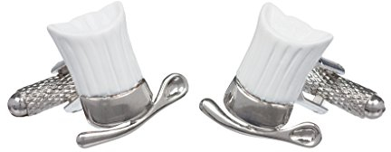 Onyx - Art Manschettenknopf Pair - Köche Hut (weiß) in Geschenk-Box CK583