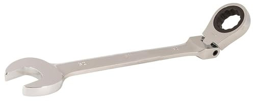 Dapetz® 32mm Flexible Head Ratchet Metric Spanner - Open End & Ring Combination, Mirror Polished, Raised Panel, Chrome Vanadium Steel Spanner for Mechanics in Tight Spaces
