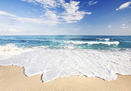 decomonkey Fototapete Strand Meer blau 350x256 cm XXL Design Tapete Fototapeten Tapeten Wandtapete moderne Wand Schlafzimmer Wohnzimmer Landschaft Sommer