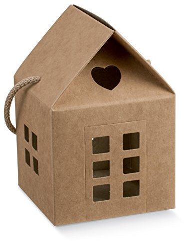 Subito disponibile 20 Pezzi Casa Casetta portaconfetti 12X12X12 cm Avana con Cordoncino