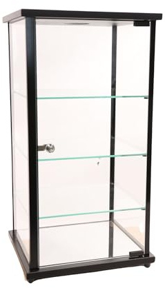 SSWBasics Lighted Glass Countertop Display Case - 27 H x 12 D x 14 L - with Locking Front