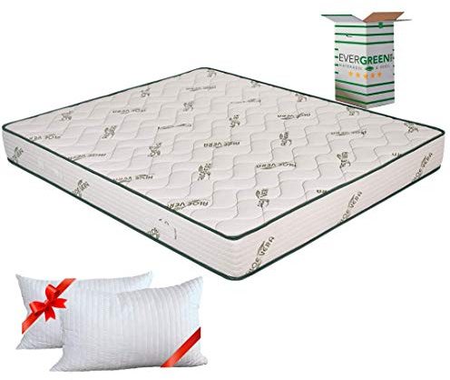 EVERGREENWEB Orthopädische Matratze 180x200 Höhe 20cm + 2 Visco Kissen GRATIS Kaltschaummatratze mit Aloe Vera Massageeffekt Atmungsaktiv Milbendicht Bezug für Lattenrost oder Bett