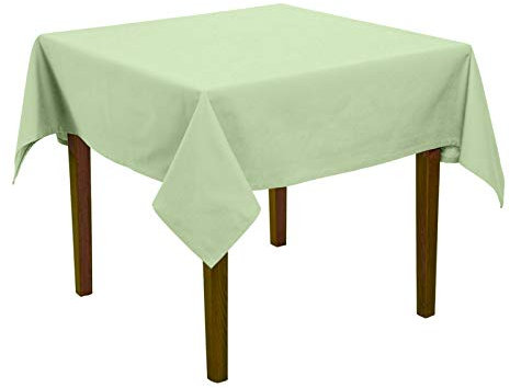 Damast Tischdecke 80x80 cm Hellgrün Baumwolle (Tischtuch, Tisch, Eckig)