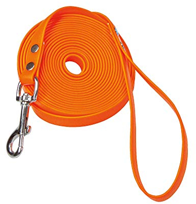Schecker Biothane Schleppleine orange Fährtenleine Übungssleine Hundeleine mit Handschlaufe 5 m / 9 mm
