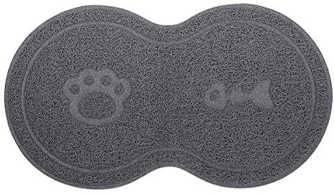 ANBET Napfunterlage Hund und Katzen Klein Silikon Hundenapf Katzennapf Fressnapf Unterlage PVC Wasserdicht rutschfest Katzenmatte Futter Grau Futtermatte für Haustier 45 X 26cm
