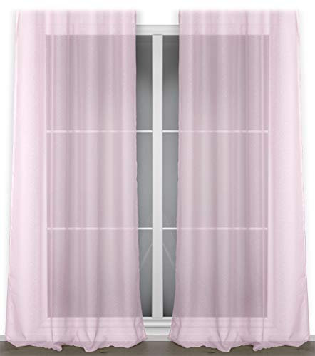 BEAUTEX Vorhang mit Kräuselband oder Ösen, transparente Gardine Dolly, Farbe und Größe wählbar (Kräuselband - Breite 140 cm - Höhe 250 cm - 2 Stück - Rose)