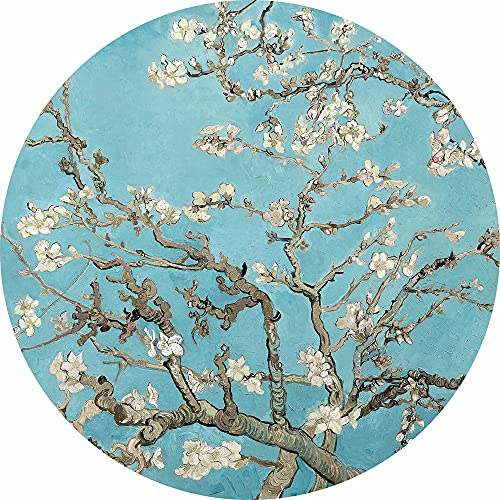 Papier peint photo Van Gogh - Fleur de cerisier - Naturel - 1,4 x 1,4 m - Bleu, gris, blanc