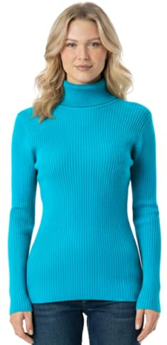 STAR FASHION Women’s Knitted Polo Neck Ribbed Jumper Long Sleeve High Roll Neck Winter Sweater Ladies Warm Stretch Cardigan Top Plus Size UK 8-26