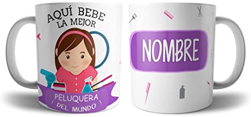 Kartoon Kase Taza Peluquera Original Personalizada con Nombre | Mejor del Mundo Taza Profesiones de Cafe Desayuno para Regalar (Peluquera)