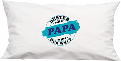 Shirtinstyle Kuschelkissen Bester Papa der Welt, Geschenk Kopfkissen Dekokissen mit Füllung, Größe 40X80cm, Farbe weiß