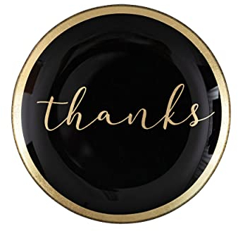 Gift Company Glasteller Love Plates Thanks M, rund, Dekoteller, Schale, Glas, Schwarz, 13 cm, 1061804042