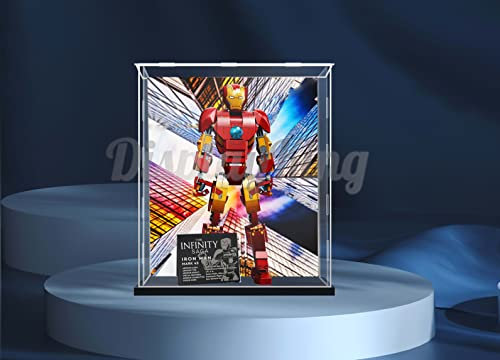 Acrylic Display case for Lego Iron Man Figure 76206 (Lego Set is not Included) (With theme background)