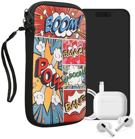 kwmobile Handytasche für Smartphones XL - 6,7/6,8 - Neopren Handy Tasche Hülle Cover Case Schutzhülle - Comic Symbole Mehrfarbig - 17,2 x 8,4 cm Innenmaße