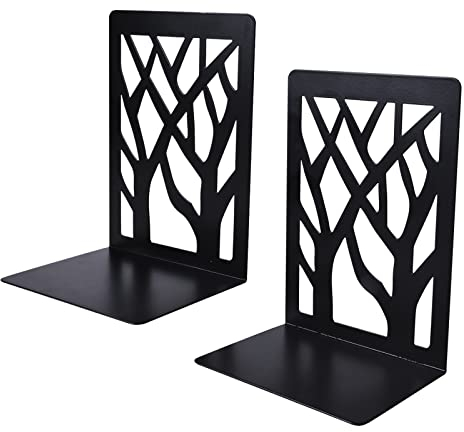 Pinsheng 1 Paar Buchstützen Metall, Buchstütze Schwarz Bücher Halter für Regal Schreibtisch, Buchhalterung für Heim, Büro, Schule, 165 x 120 x 94 mm
