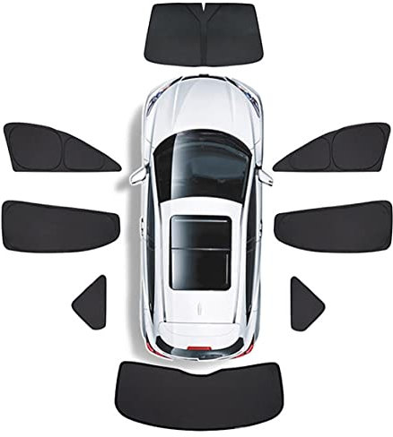 Auto Seitenfenster Sonnenschutz Sonnenschirme für Tesla Model S 2012-2019 Custom VollstäNdig üBerdachtes Sichtschutz Innenlichtabschirmung ZubehöR Schwarz