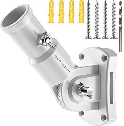 evertoco Robuste T304 EdelstahlFahnenmasthalterung – 180 ° verstellbarer Fahnenmasthalter für Haus mit 2 Installationsmethoden, Flaggenhalterung für 2,5 cm Durchmesser, windabweisend und