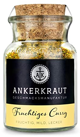 Ankerkraut Fruchtiges Curry Gewürz, 70g im Korkenglas, frisch-lecker Pulver für Masala Indien Style, passt zu Fleisch, Fisch, Gemüse, Reis, Ohne Geschmacksverstärker in Premium Qualität