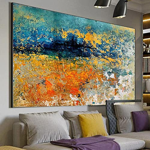 Zhadongli Art Große Wandgemälde auf Leinwand, Kunstdrucke, moderne, helle, abstrakte Wandkunst, bunte Bilder für Wohnzimmer, Wanddekoration, 70 x 140 cm (28 x 55 Zoll) mit Rahmen