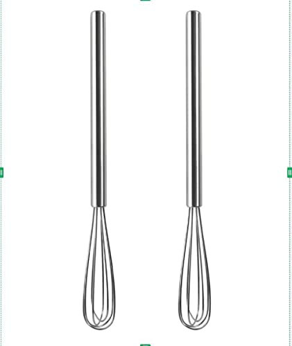 Mini Whisks Set of 2, Stainless Steel Small Whisks Tiny Balloon Wire Whisk for Cooking Milk Egg Baking Blending Whisking Beating Stirring