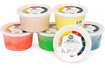 Theraflex Therapieknete 454 g | 6er Set | Handtraining | Fingertraining | Knete