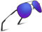 wearPro Sonnenbrille-Herren-Damen-Polarisiert Premium Metallrahmen Sonnenbrillen Unisex mit UV400 Schutz Vintage Schwarz Fahrerbrille (3-Schwarzer Rahmen/Dunkel blaue Spiegel)
