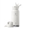 IDEUS Insulated Water Bottle with Straw 32 oz (950 ml), with 3 Leak-Proof Wide Mouth Lids Stainless Steel Water Bottles, Keeps Hot & Cold, Great for Hiking & Biking, White