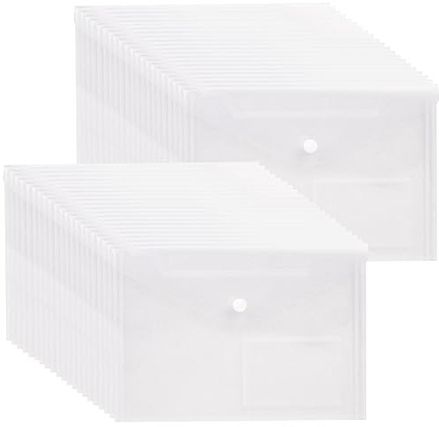 GoodtoU A5 Transparente Kunststoffhüllen mit Druckknopf, 40 Stück, A5-Ordner, Dokumentenmappen mit Ausweisfenster, Ideal für Büro, Schule und Zuhause