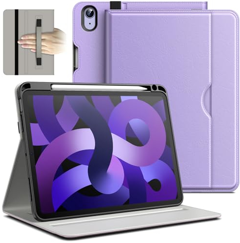 JETech Funda para iPad Air 11 Pulgadas M3/M2 (2025/2024), iPad Air 5/4 (2022/2020 Modelo, 5.ª/4.ª), PU Cuero Folio Protectora Tableta Cover Carcasa con Portalápiz & Bolsillo (Púrpura)