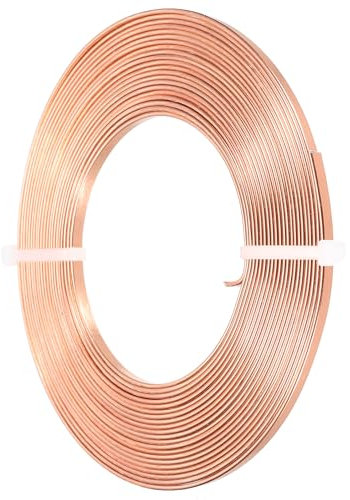 PATIKIL 16,4 Piedi di Filo di Alluminio Piatto, 18 Gauge Filo di Alluminio Anodizzato Flessibile da 3mm di Larghezza per la Creazione di Gioielli, Rame